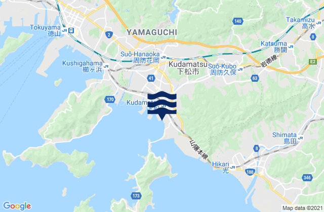 Mappa delle Getijden in Kudamatsu, Japan