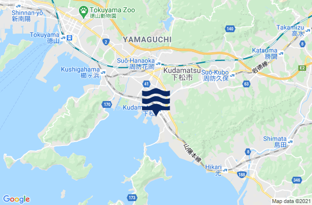 Mappa delle Getijden in Kudamatsu Shi, Japan