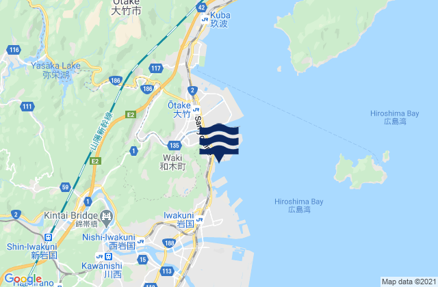 Mappa delle Getijden in Kuga Gun, Japan