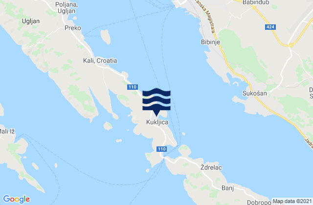 Mappa delle Getijden in Kukljica, Croatia