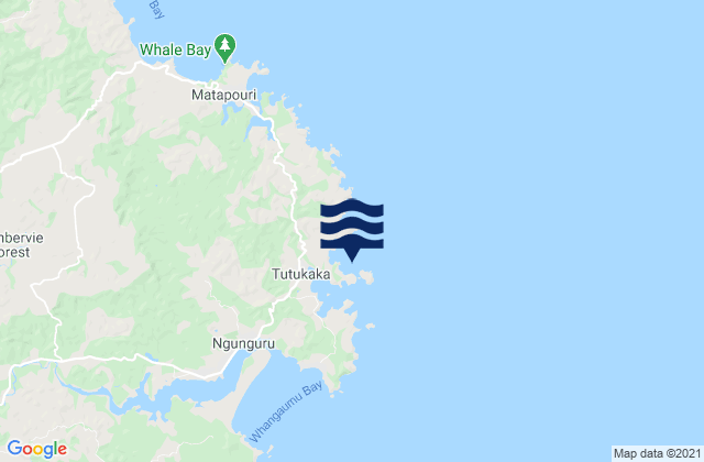Mappa delle Getijden in Kukutauwhao Island, New Zealand