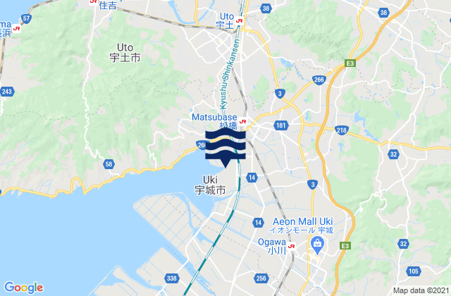 Mappa delle Getijden in Kumamoto, Japan