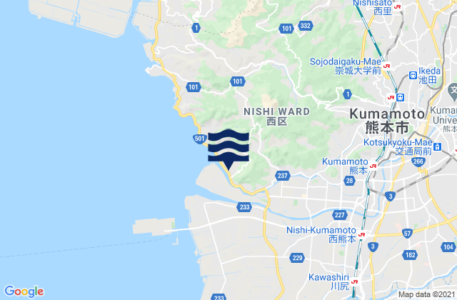 Mappa delle Getijden in Kumamoto Shi, Japan