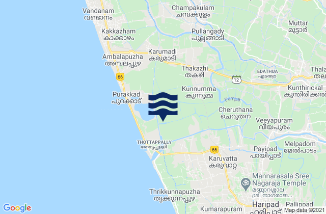 Mappa delle Getijden in Kunnumma, India