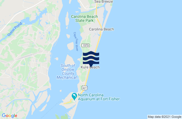 Mappa delle Getijden in Kure Beach, United States