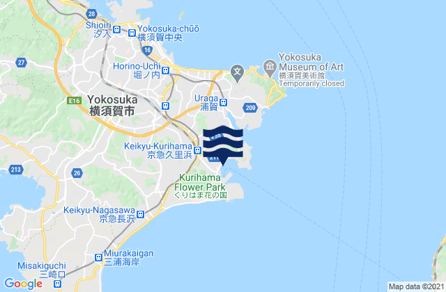 Mappa delle Getijden in Kurihama, Japan