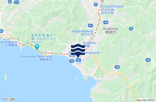 Mappa delle Getijden in Kushima Shi, Japan