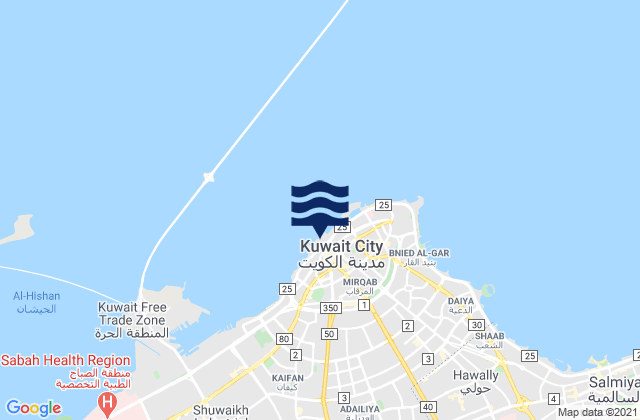 Mappa delle Getijden in Kuwait City, Kuwait