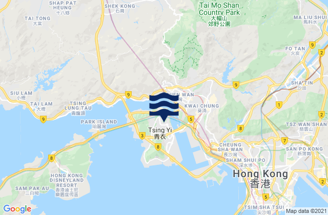 Mappa delle Getijden in Kwai Tsing, Hong Kong