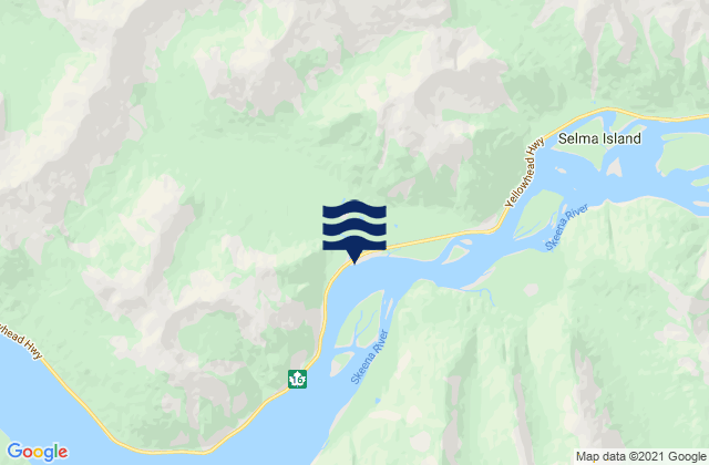 Mappa delle Getijden in Kwinitsa Creek, Canada