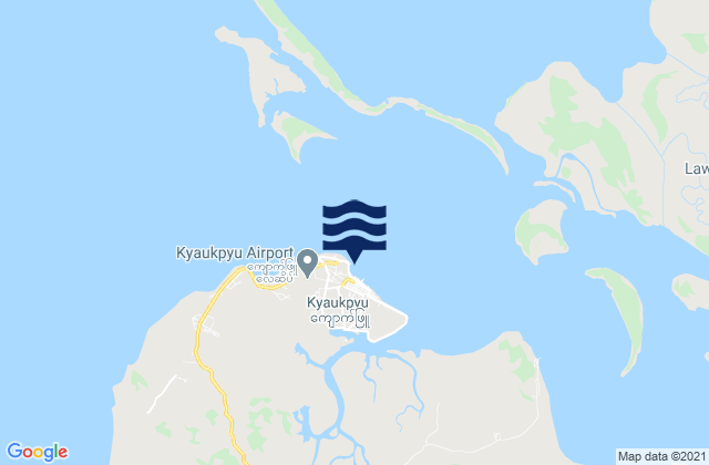Mappa delle Getijden in Kyaukpyu Ramree Island, Myanmar