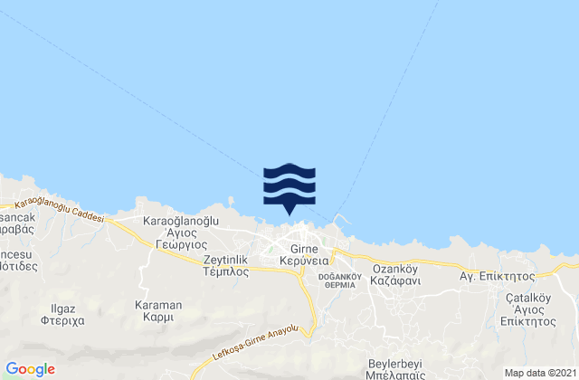 Mappa delle Getijden in Kyrenia, Cyprus
