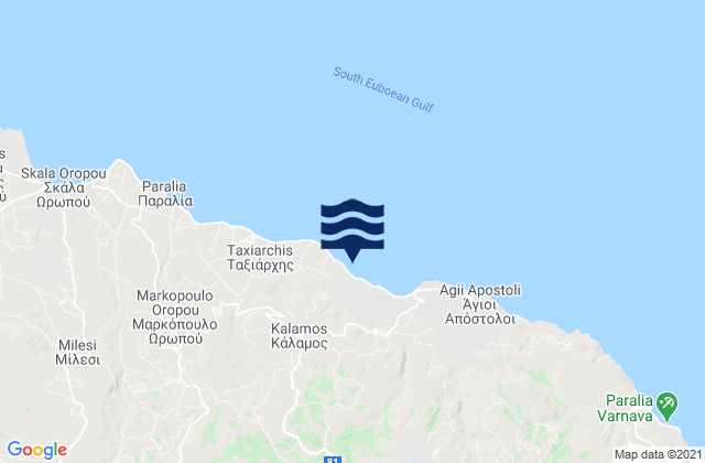 Mappa delle Getijden in Kálamos, Greece