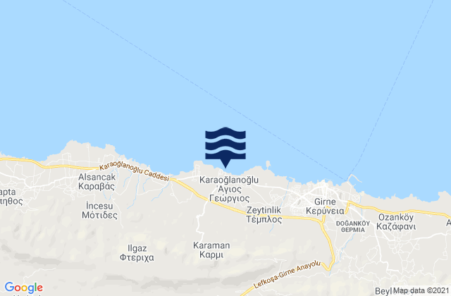 Mappa delle Getijden in Kármi, Cyprus