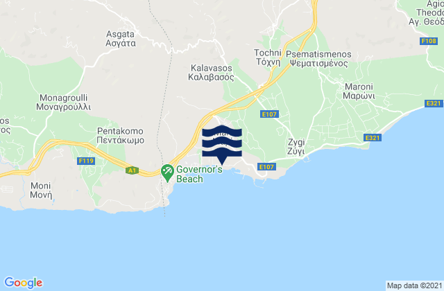 Mappa delle Getijden in Káto Drys, Cyprus
