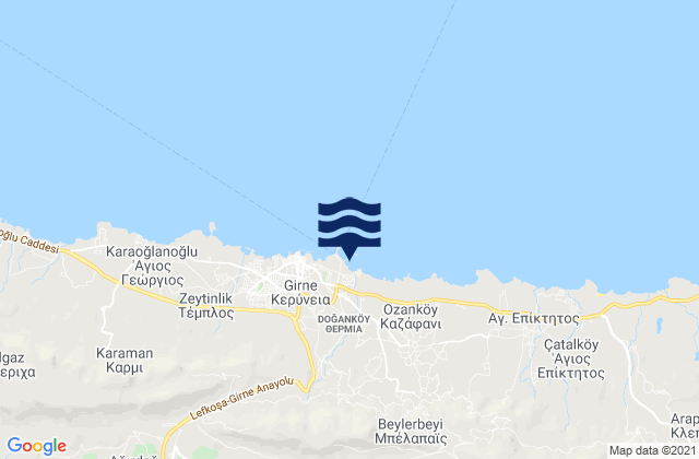 Mappa delle Getijden in Káto Díkomo, Cyprus