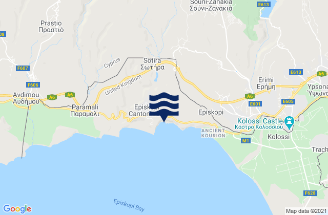 Mappa delle Getijden in Káto Kivídes, Cyprus