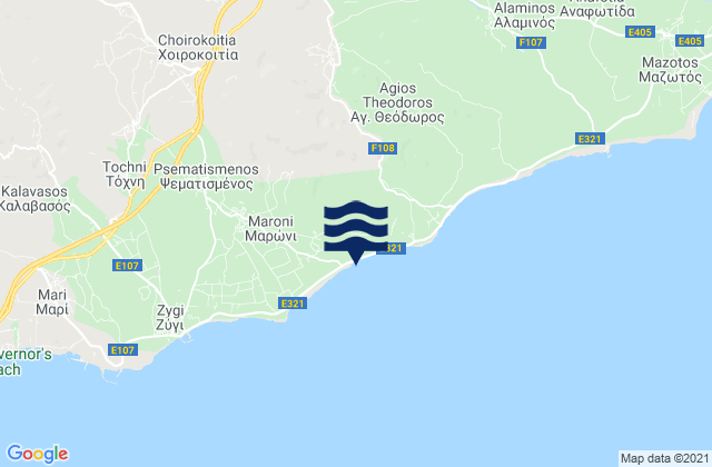 Mappa delle Getijden in Káto Léfkara, Cyprus