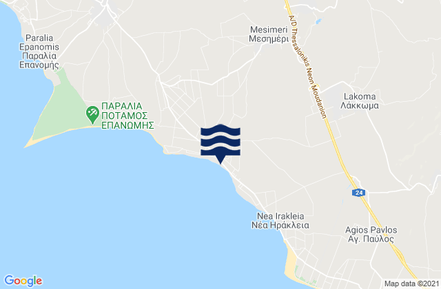 Mappa delle Getijden in Káto Scholári, Greece