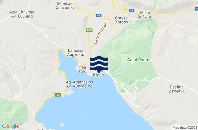 Mappa delle Getijden in Kírra, Greece