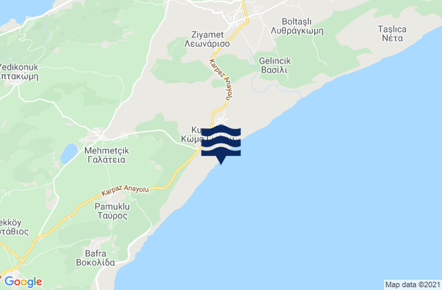 Mappa delle Getijden in Kóma tou Gialoú, Cyprus