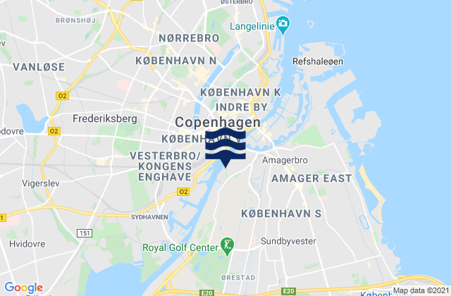 Mappa delle Getijden in København, Denmark