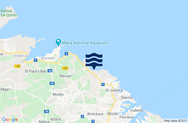Mappa delle Getijden in L-Iklin, Malta