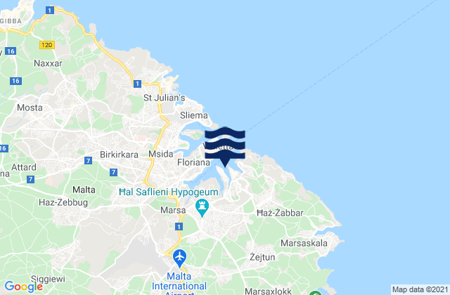 Mappa delle Getijden in L-Isla, Malta