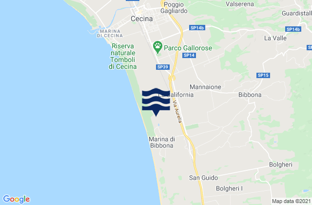 Mappa delle Getijden in La California, Italy