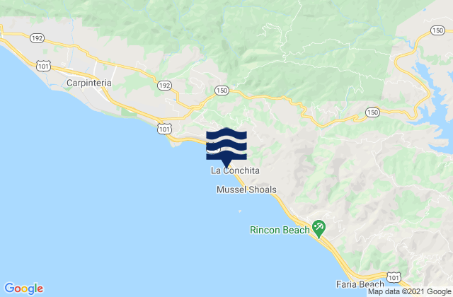 Mappa delle Getijden in La Conchita Beach, United States