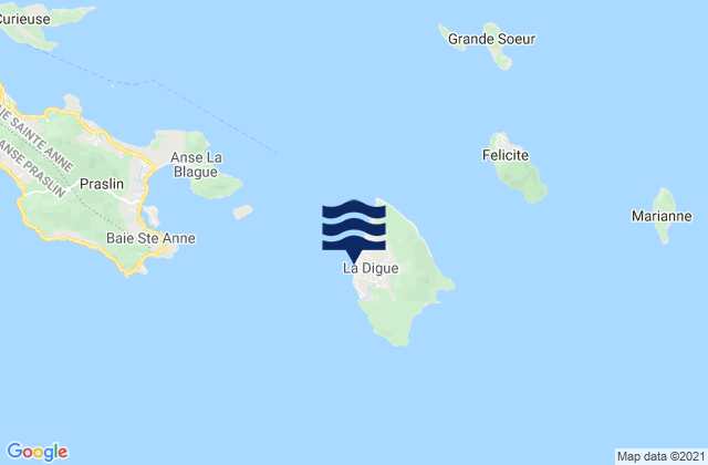 Mappa delle Getijden in La Digue, Seychelles