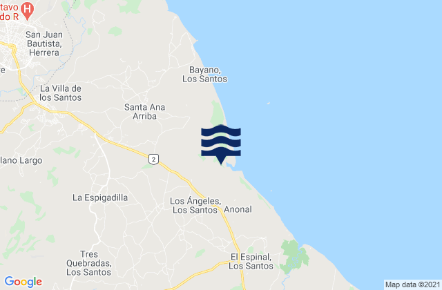 Mappa delle Getijden in La Espigadilla, Panama