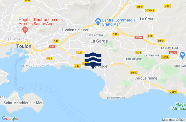 Mappa delle Getijden in La Farlède, France