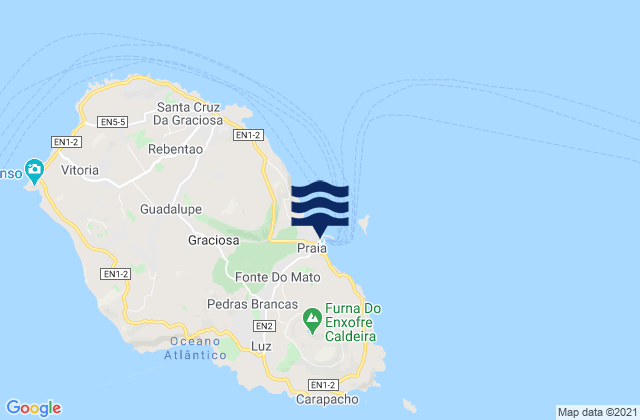 Mappa delle Getijden in La Graciosa Port, Portugal