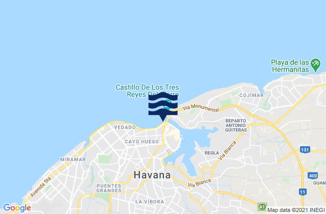 Mappa delle Getijden in La Habana Vieja, Cuba