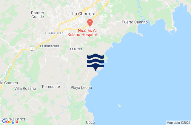 Mappa delle Getijden in La Herradura, Panama