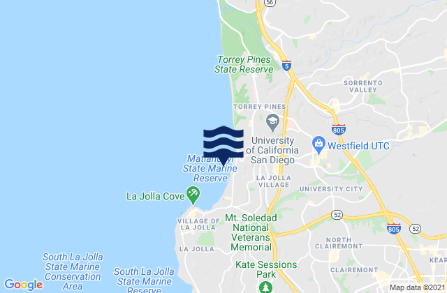 Mappa delle Getijden in La Jolla (Scripps Institution Wharf), United States