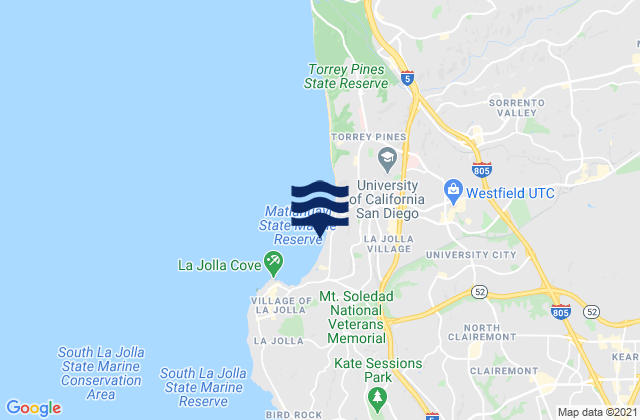 Mappa delle Getijden in La Jolla Shores Beach, United States