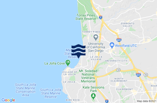 Mappa delle Getijden in La Jolla Shores, United States