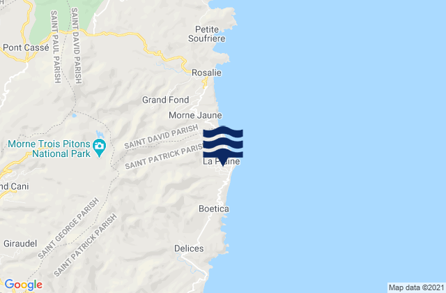 Mappa delle Getijden in La Plaine, Dominica