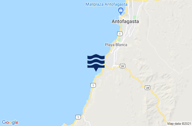 Mappa delle Getijden in La Puntilla (Antofagasta), Chile