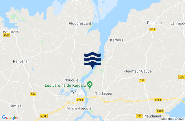 Mappa delle Getijden in La Roche-Derrien, France