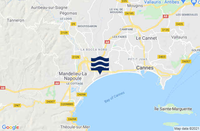 Mappa delle Getijden in La Roquette-sur-Siagne, France