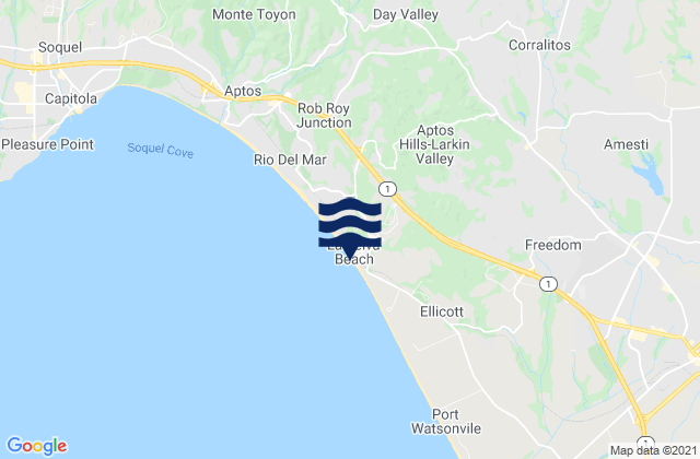 Mappa delle Getijden in La Selva Beach, United States
