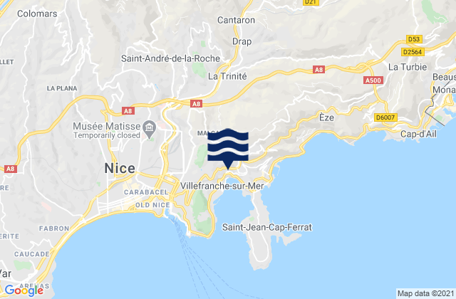 Mappa delle Getijden in La Trinité, France