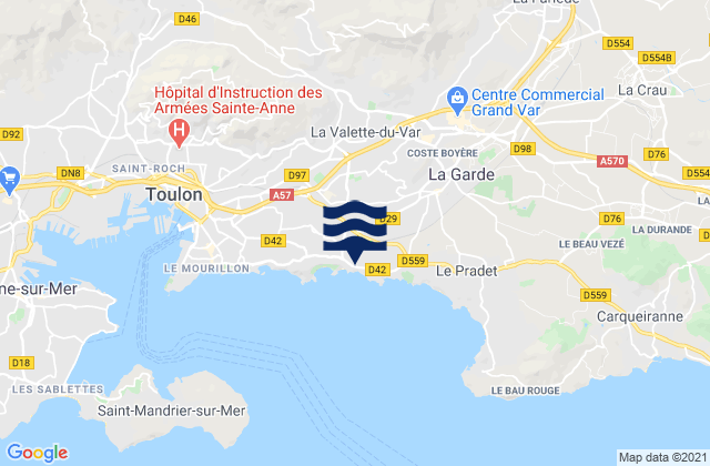 Mappa delle Getijden in La Valette-du-Var, France