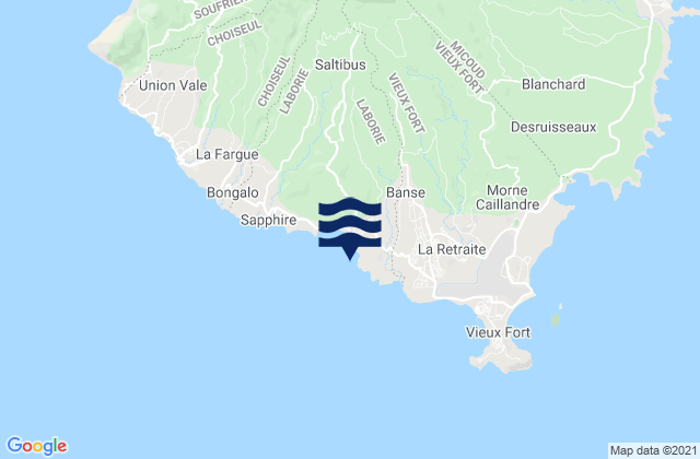 Mappa delle Getijden in Laborie, Saint Lucia
