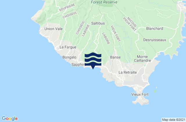 Mappa delle Getijden in Laborie, Saint Lucia