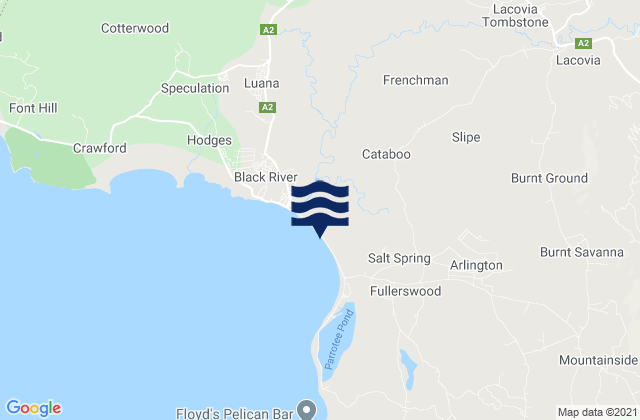 Mappa delle Getijden in Lacovia, Jamaica