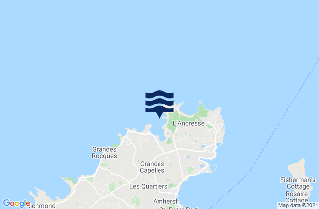 Mappa delle Getijden in Ladies Bay Beach, France